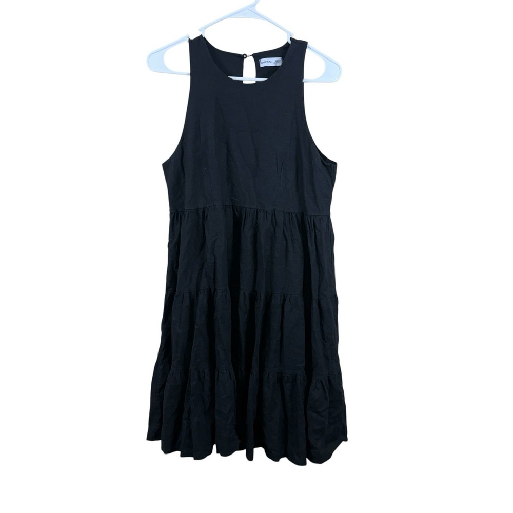 Civico‎ 51 Black 100% Linen Tiered Sleeveless Dress Made in Italy Size M